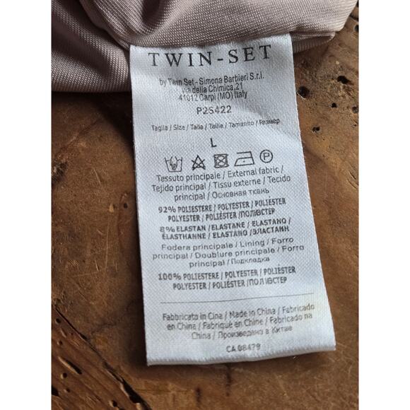 Twin Set by Simona Barbieri Flounced Ruffled Sleeveless Tulle Beige Dress Size L - Picture 10 of 10